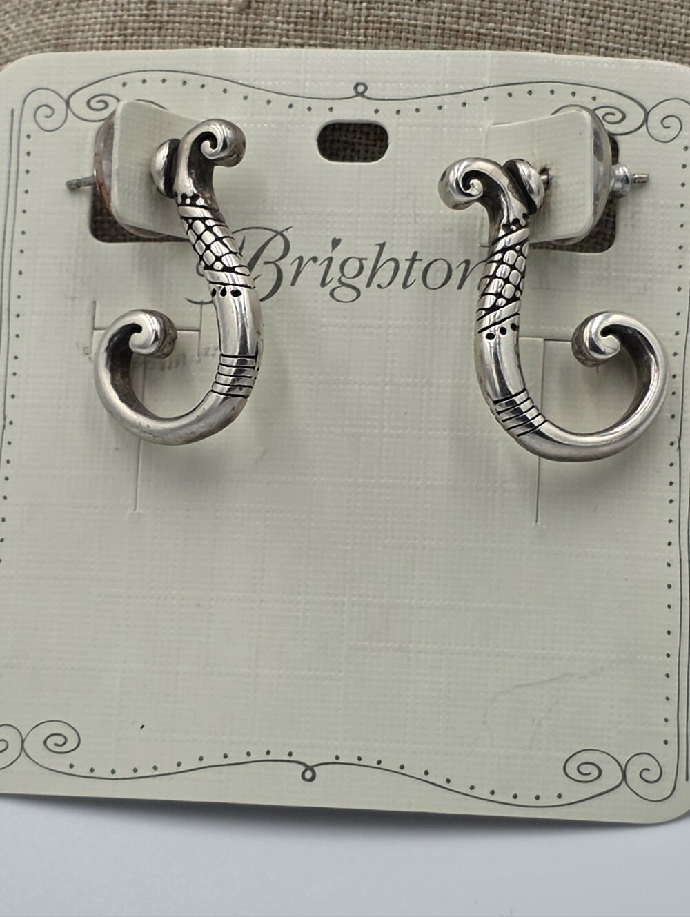 Brighton Scrollwork Hoop Earrings in Silver Plate